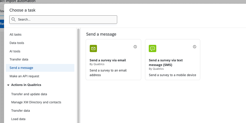 inviare il sondaggio tramite e-mail e SONDAGGIO TRAMITE E-MAIL sono indicati