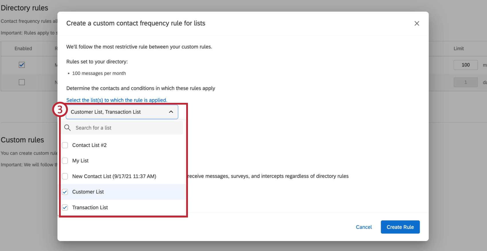 lista suspensa de listas