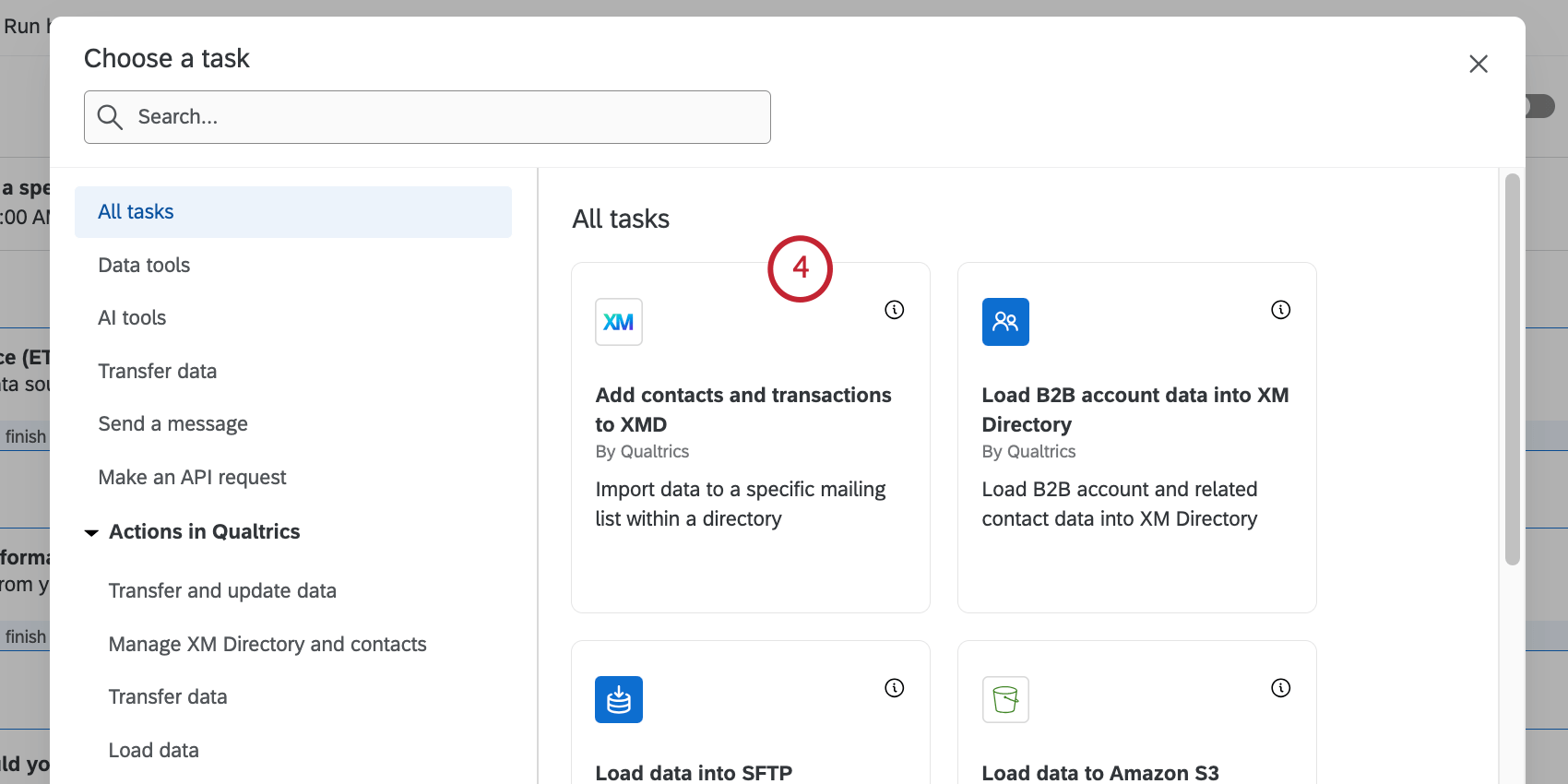 selecting task from the workflows menu