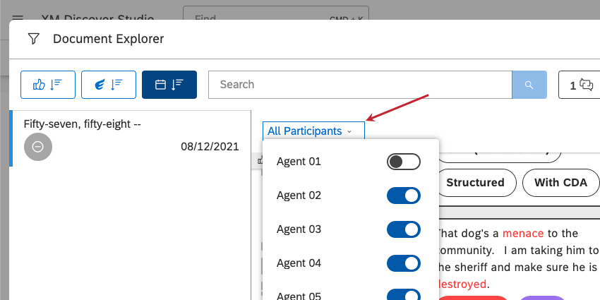 Dropdown-Liste „Alle Teilnehmer“