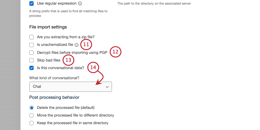 der Screenshot konzentriert sich auf die Datei-Import-Einstellungen für diese Workflow-Aufgabe