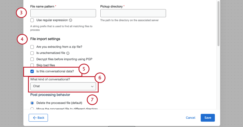 mise en place dune tâche dextraction de fichiers SFTP. La mise en place de données conversationnelles est particulièrement surlignée
