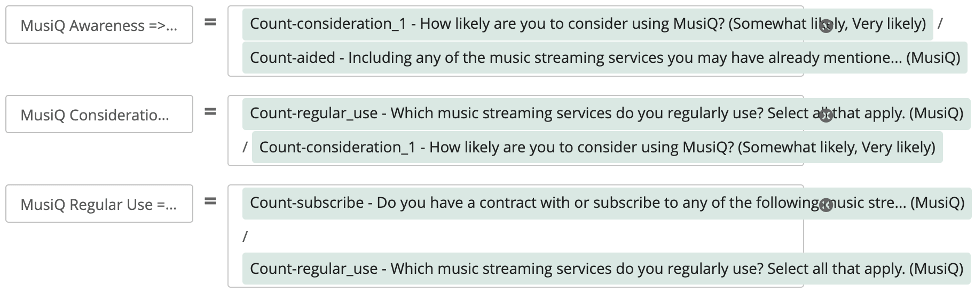 Novamente, as contagens são filtradas para criar o efeito descrito