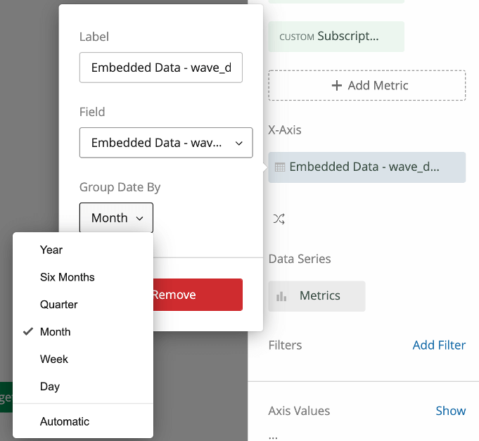 Lorsque vous cliquez sur un champ de date, un menu souvre avec loption "grouper les dates par"