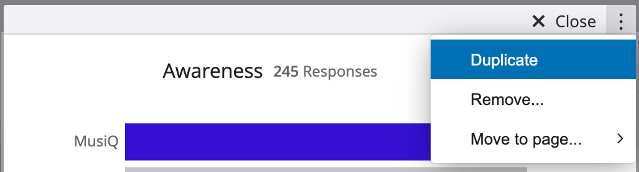 Wenn Sie den Mauszeiger über ein Widget bewegen, ist oben rechts eine Schaltfläche, über die Sie die Optionen erweitern können, und Duplizieren ist die erste.