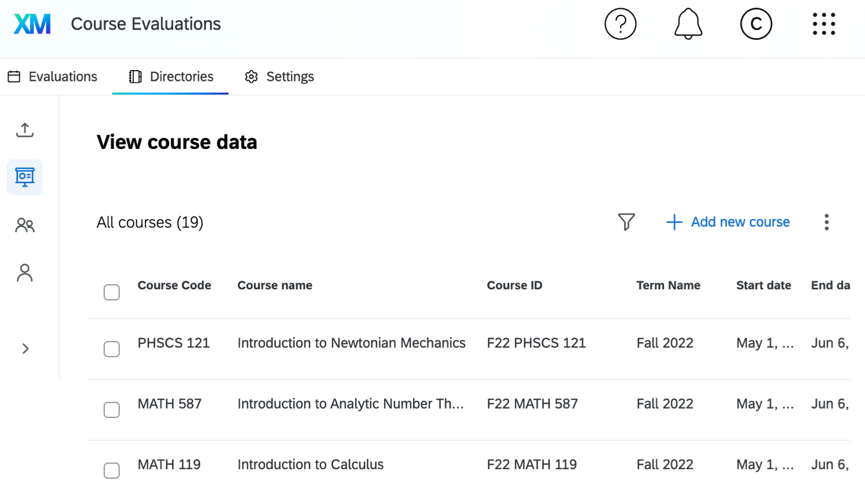 overview of the directories tab
