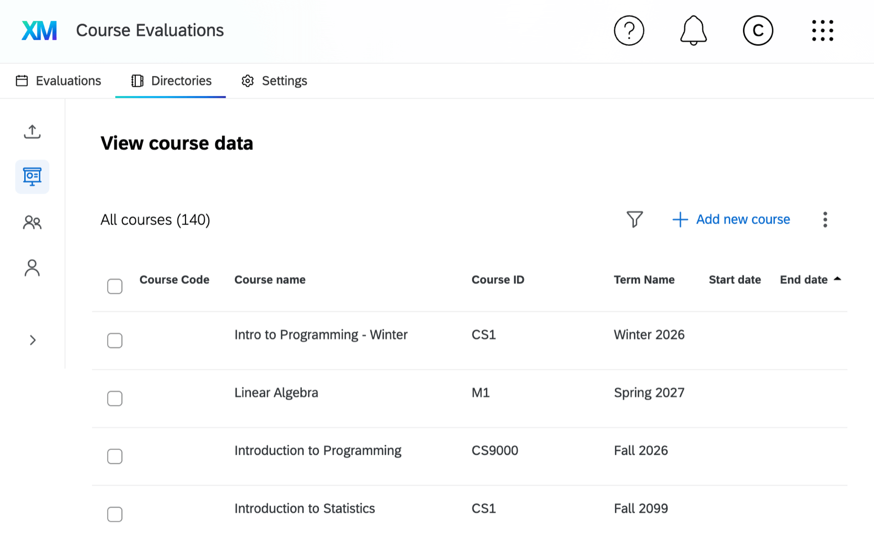 directories tab within course evaluations