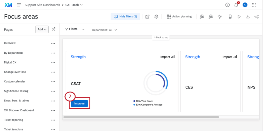 Shows improve button on focus area widget.