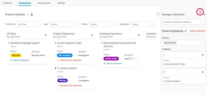 facendo clic sul segno più nella finestra delle raccolte