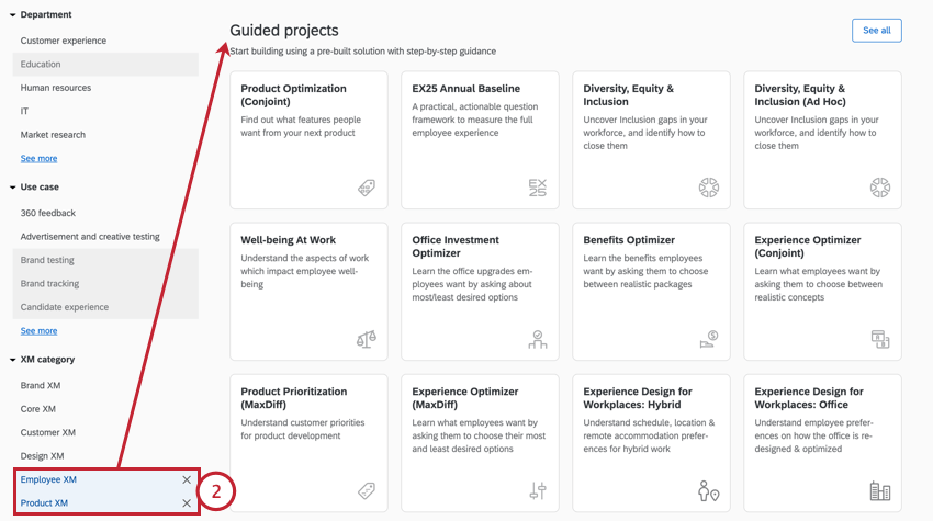 in the catalog, selecting employeexm or productxm