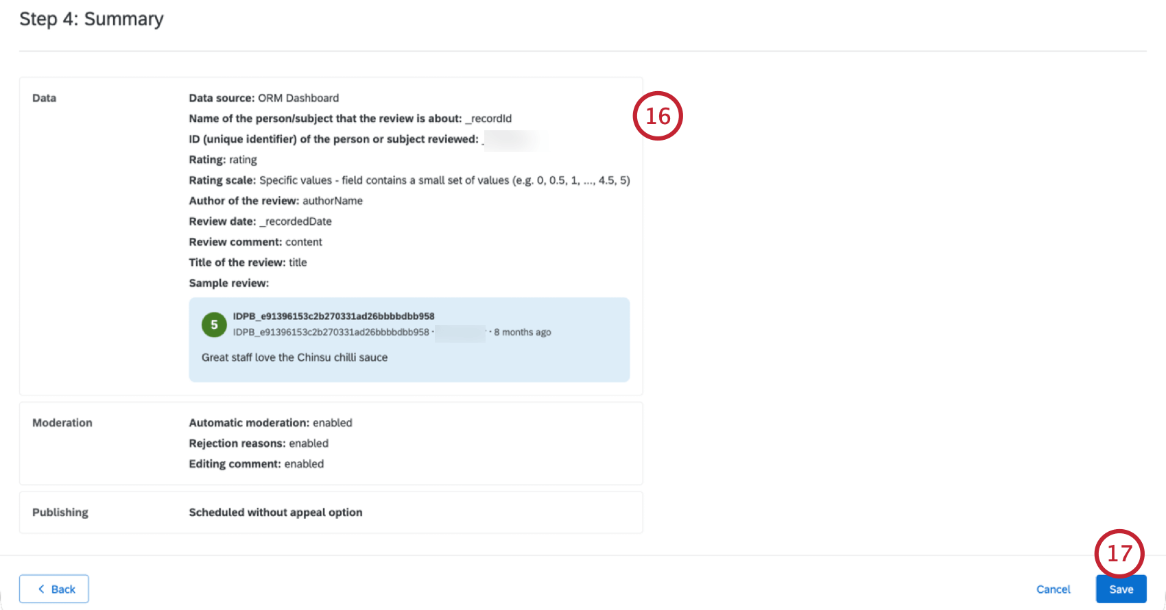 Revisar la configuración antes de guardar el proyecto