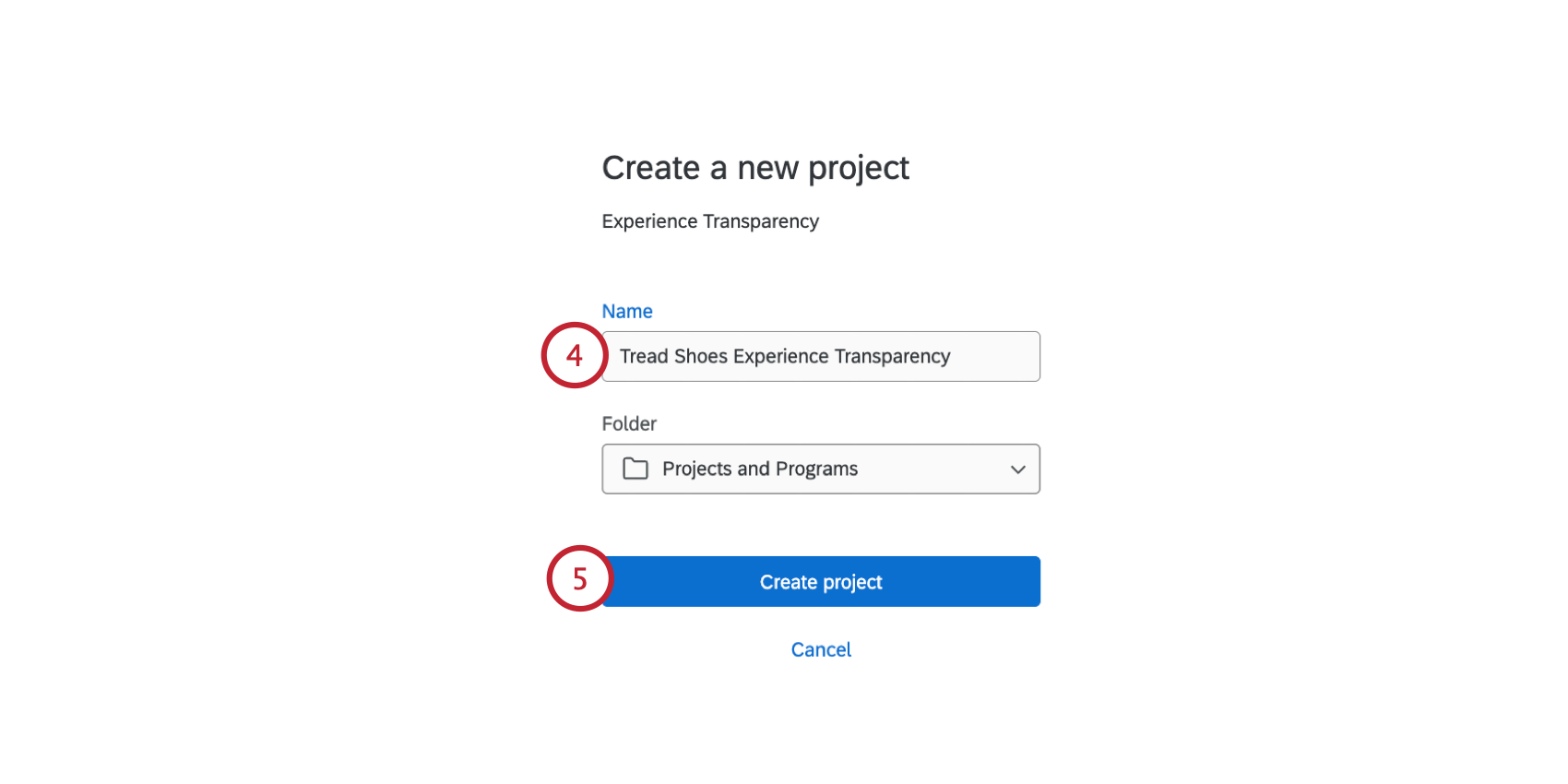 Nombrar el proyecto y crearlo