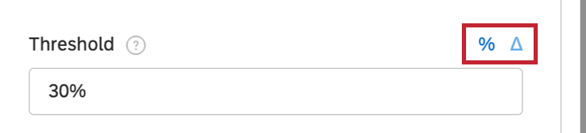 Prozent- und Deltasymbole über dem Schwellenwertfeld