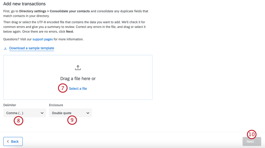 adicionar um arquivo e escolher o delimitador