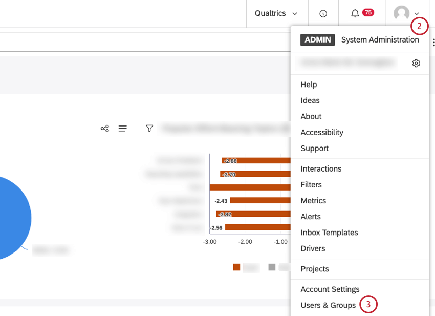 le menu du profil est élargi