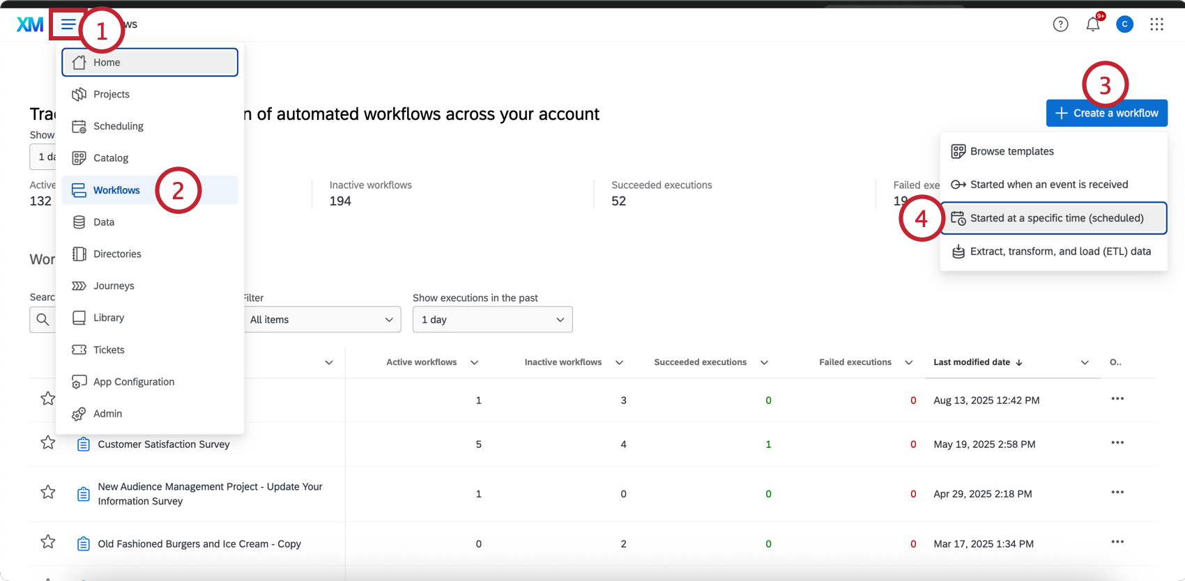 erstellung eines neuen geplanten Workflows auf der Seite "Eigenständige Workflows