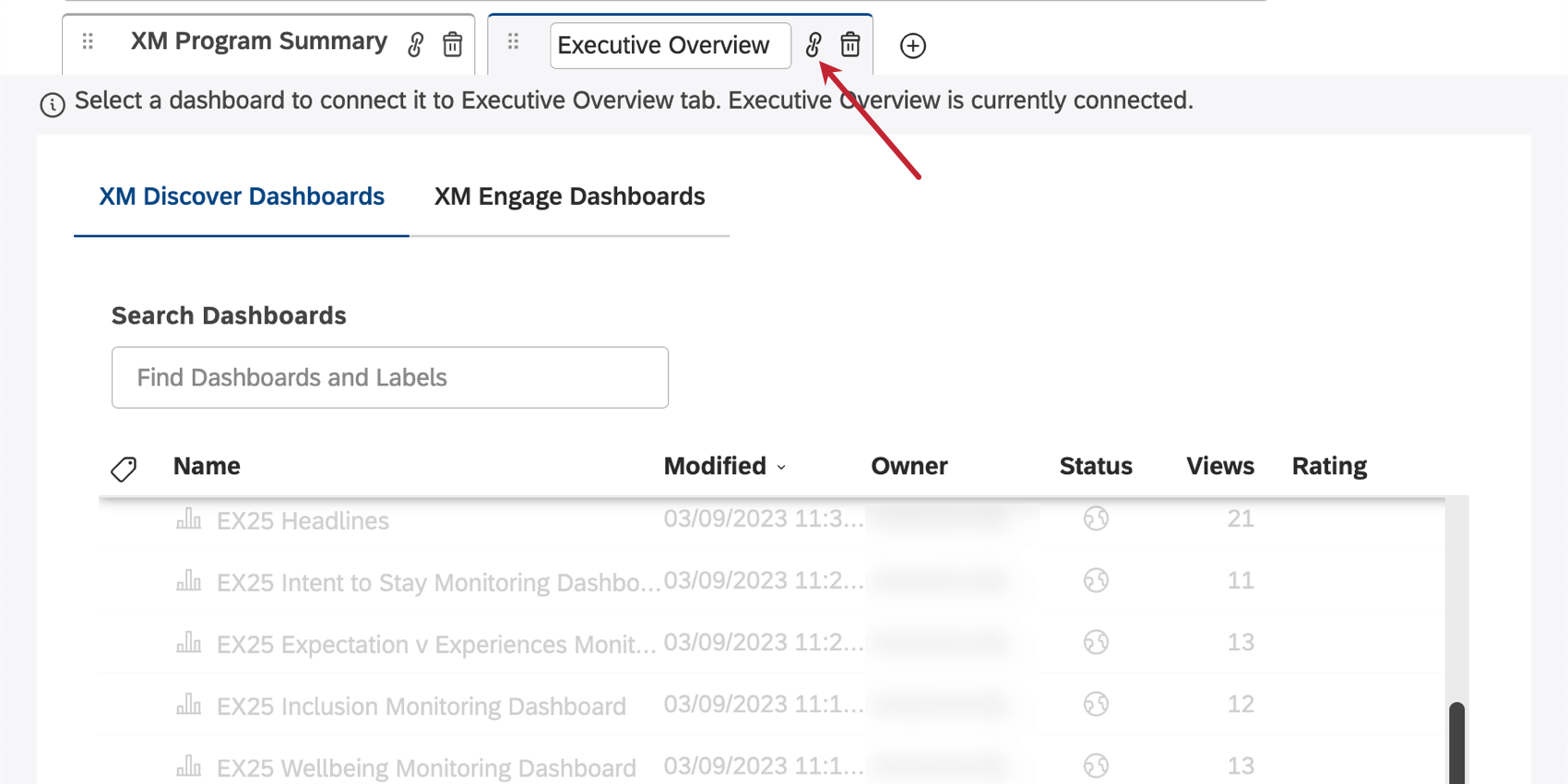 Highlighting the link icon on a tab