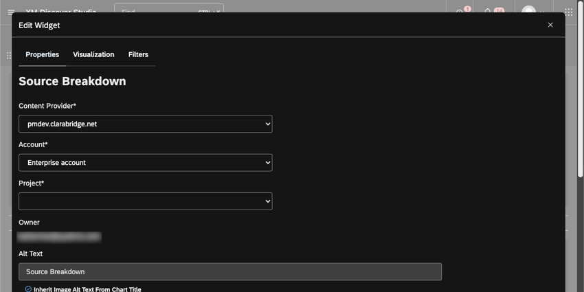 Fenêtre dédition du widget