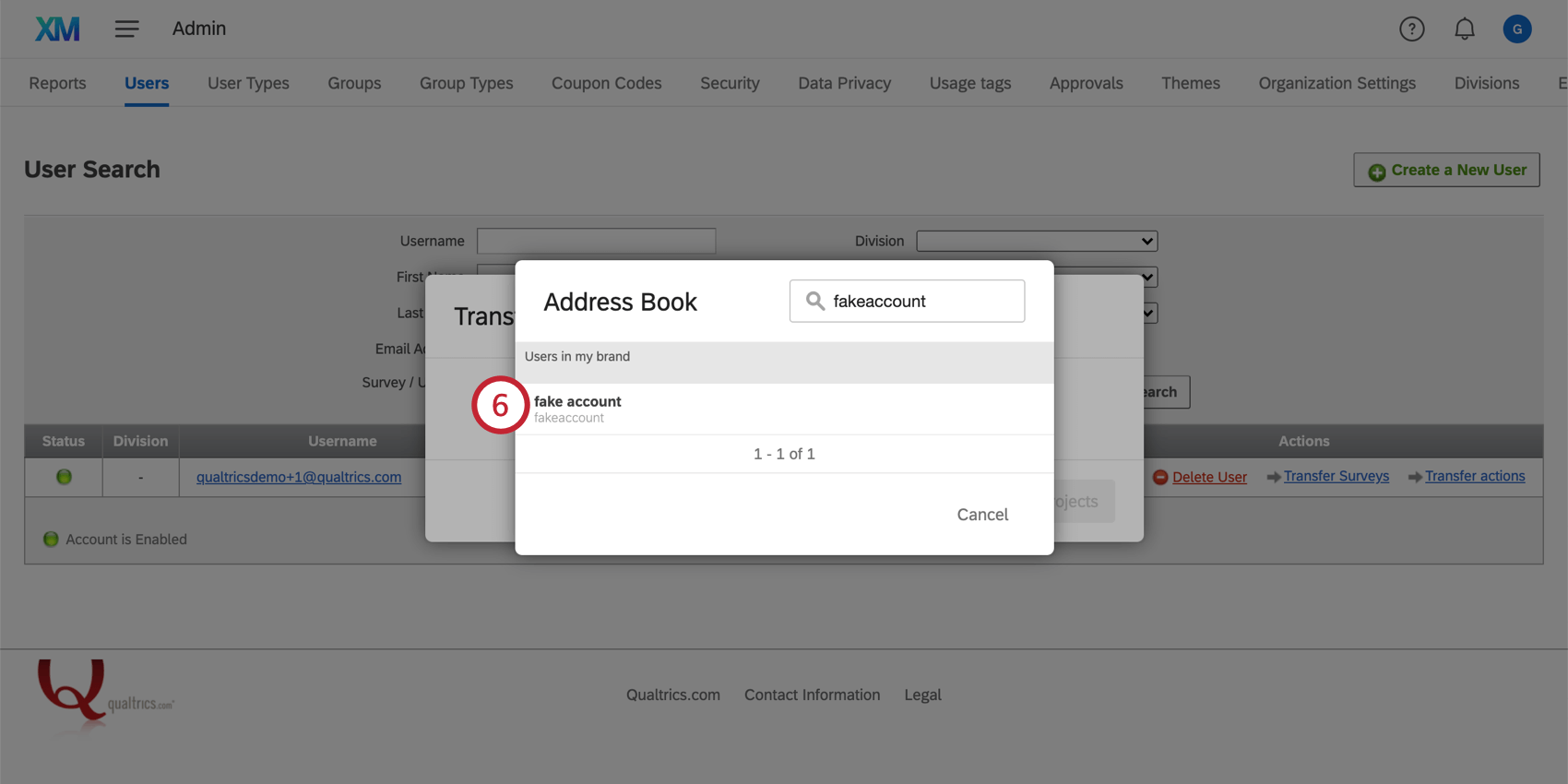 ユーザー名をクリックしてプロジェクトオーナーシップを移転