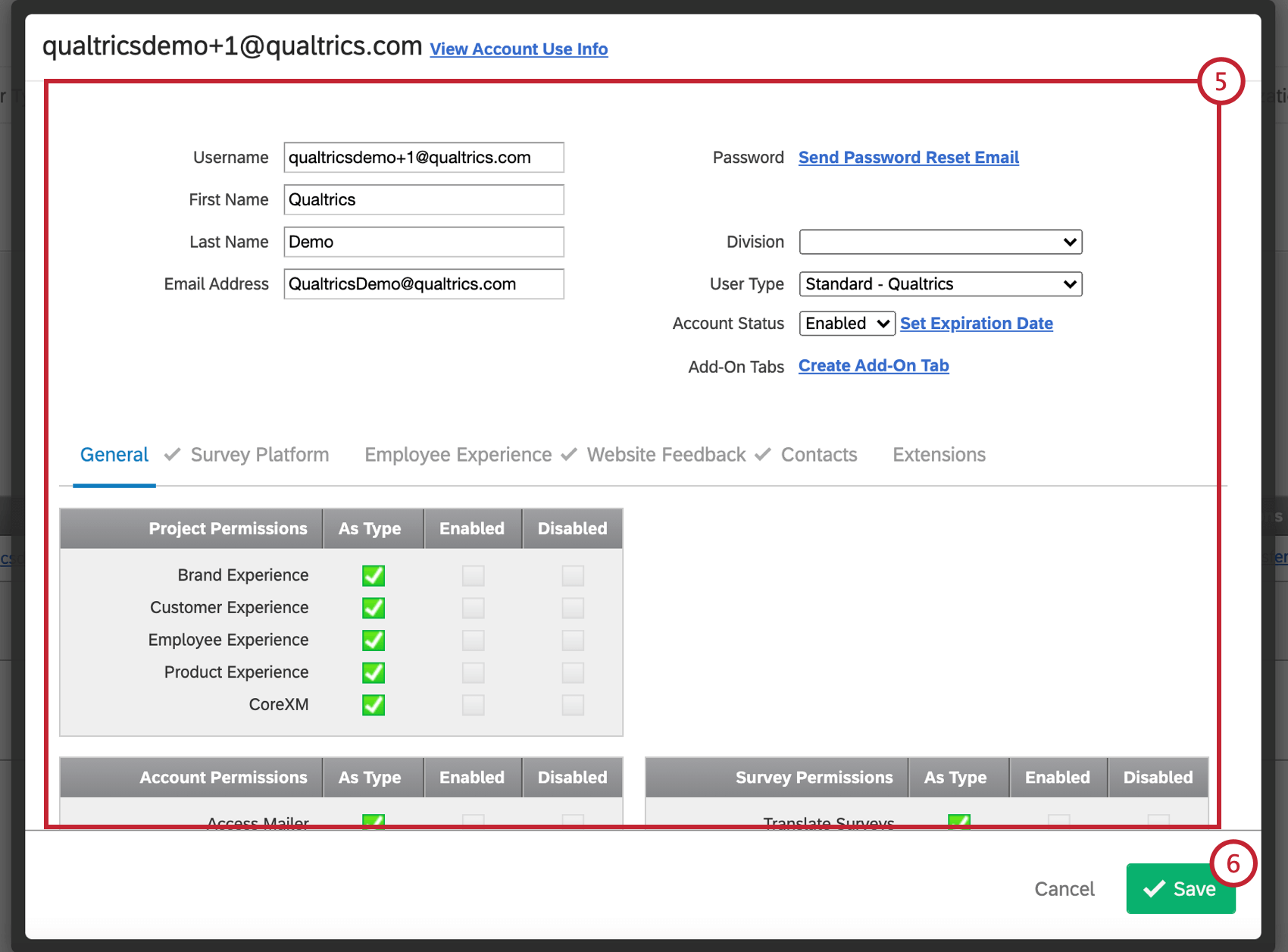 Es wird ein Fenster mit Benutzereinstellungen angezeigt