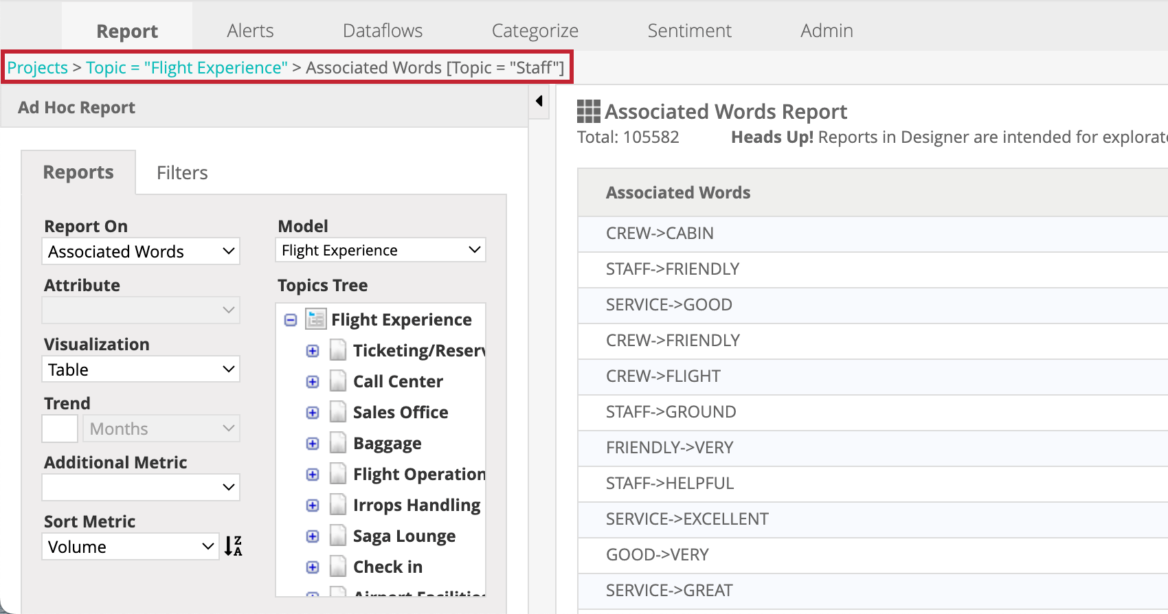 report path at the top of the page