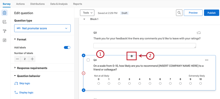 Déplacer une question