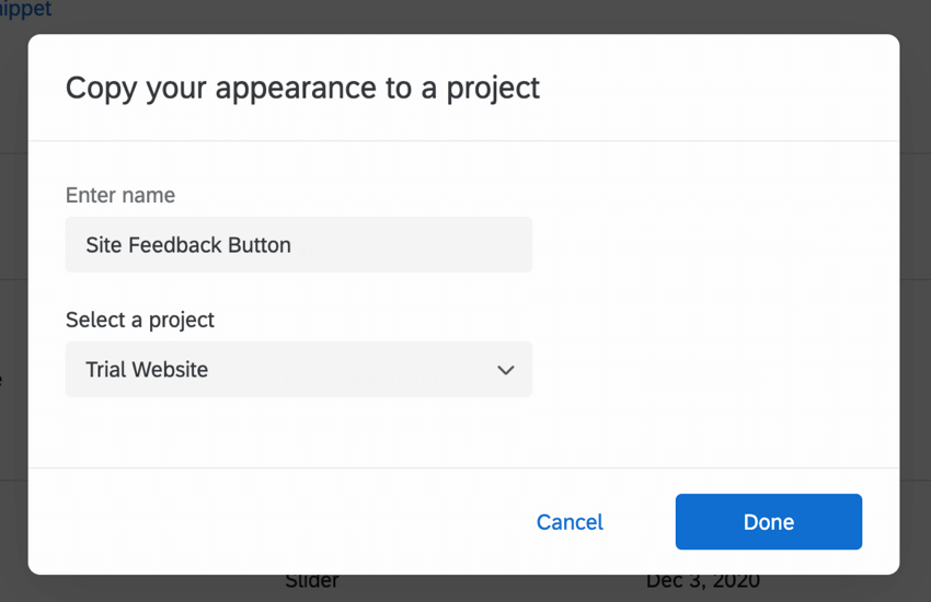 Copy Creative to a project window