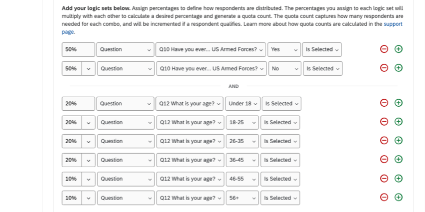 New logic set distributing 6 age brackets. The percentages of age brackets add up to 100
