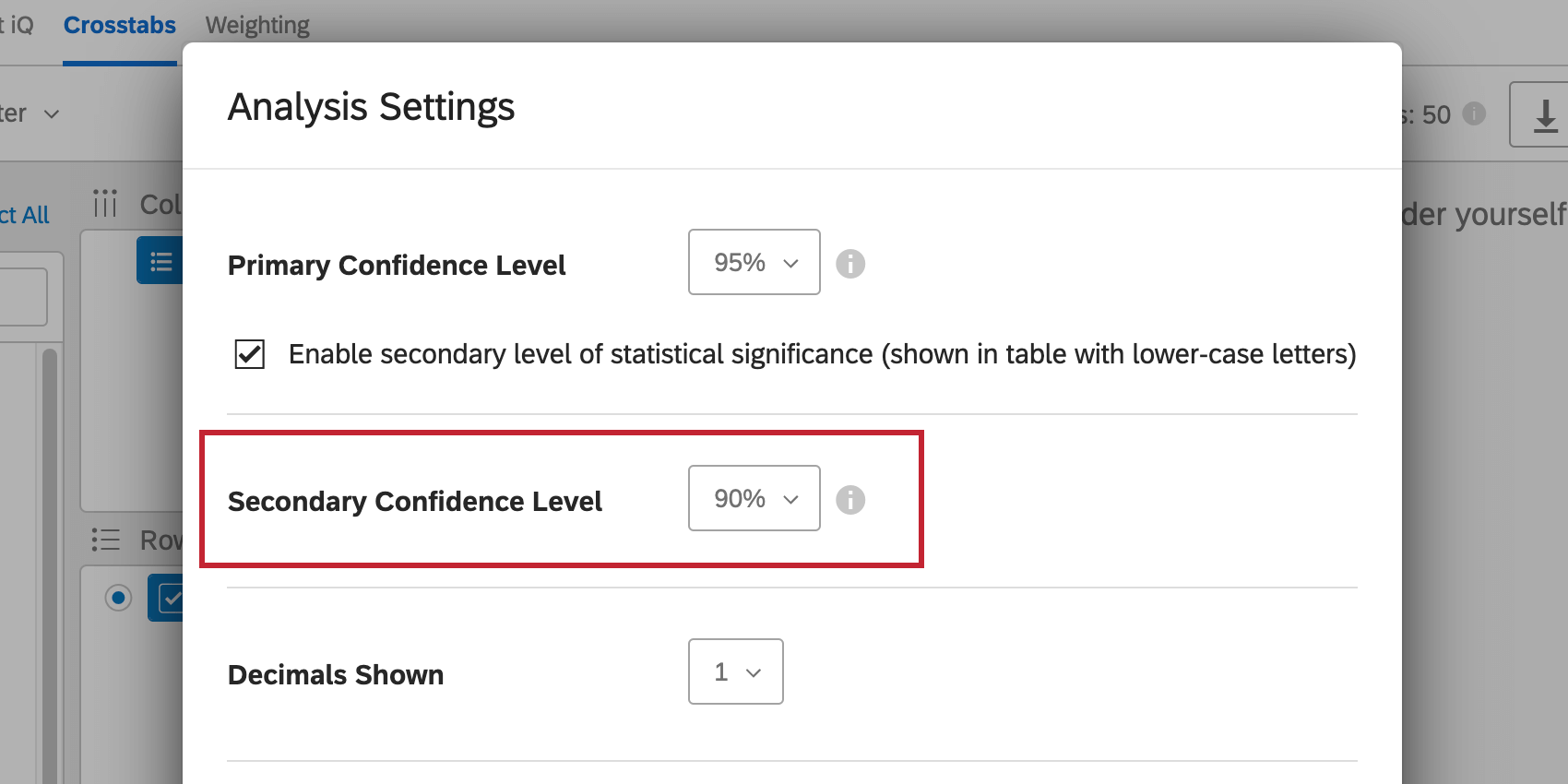 Below first, the secondary is highlighted