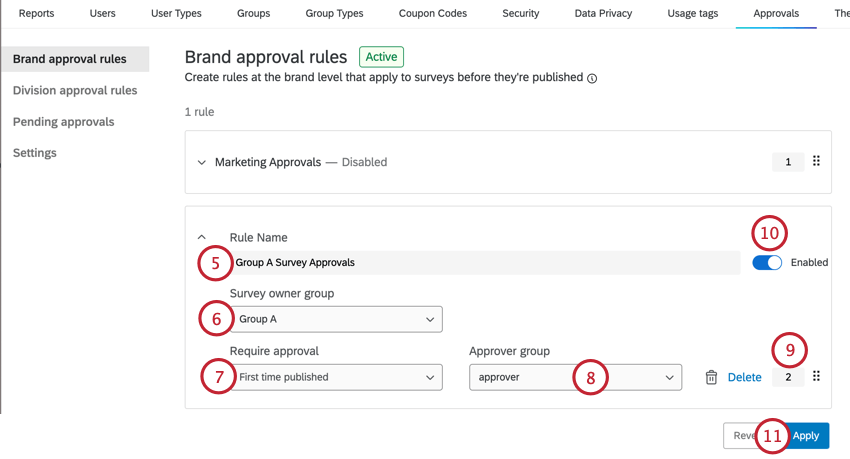 criar as condições para a regra personalizada