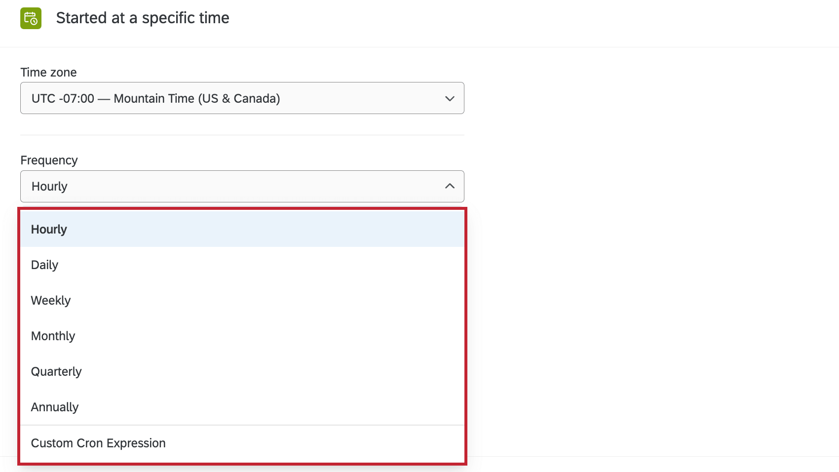 choosing the frequency for the scheduled workflow