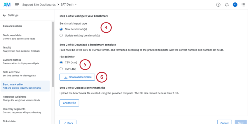 new page with import options
