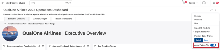 apply pattern fills setting