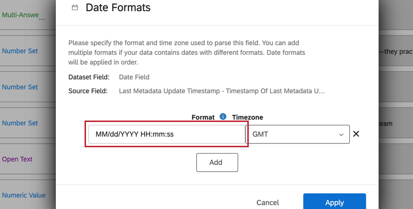 inserir um formato de data personalizado