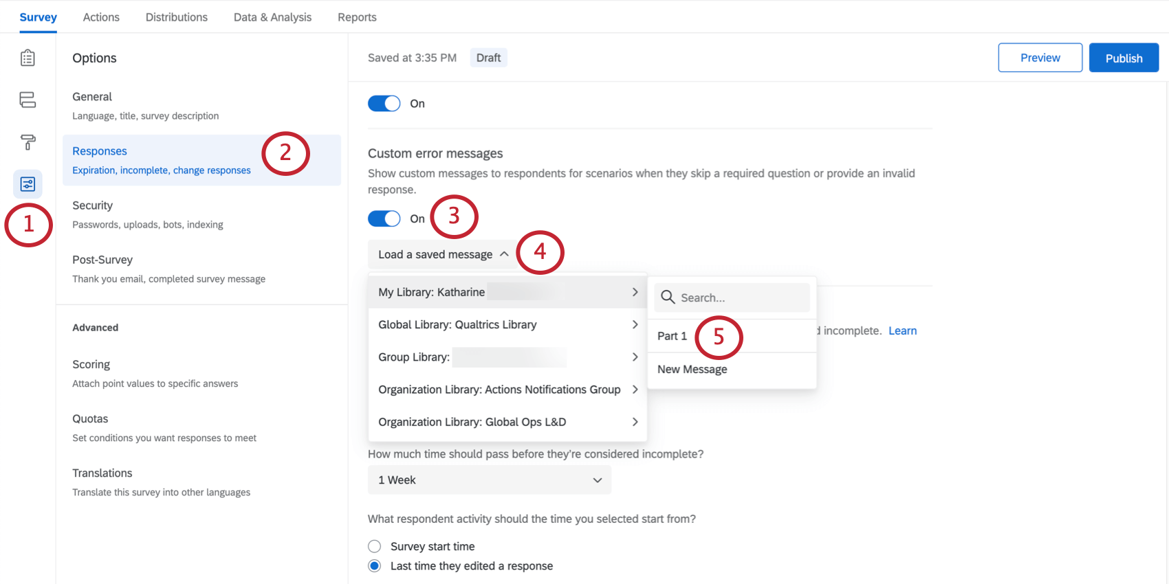 Selezionare Usa messaggio di errore personalizzato, quindi selezionare un messaggio già pronto dal menu a tendina