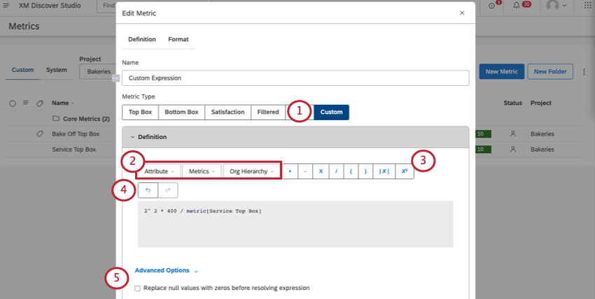 Creating a math metric