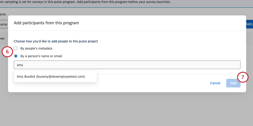 new window where you choose between 2 methods to add participants