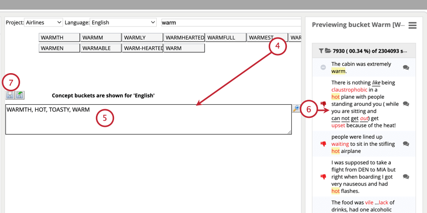 dragging and previewing terms