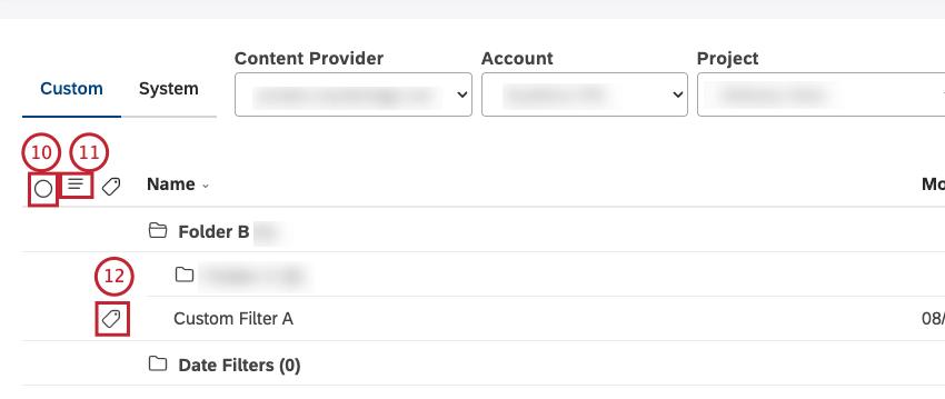 Depending on the current selection, you can use the topmost checkbox to select or deselect all items. Switch the visibility of hidden filters on this page on and off. See which filters have labels, indicated by the label icon next to a filter.