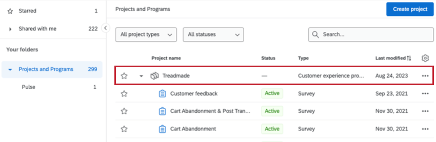 Il progetto Treadmade nella pagina Progetti
