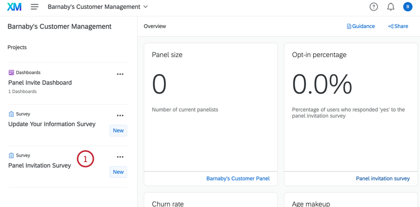 haciendo clic en la encuesta de invitación del panel