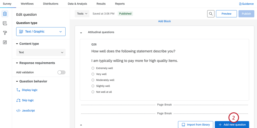 clicking add new question