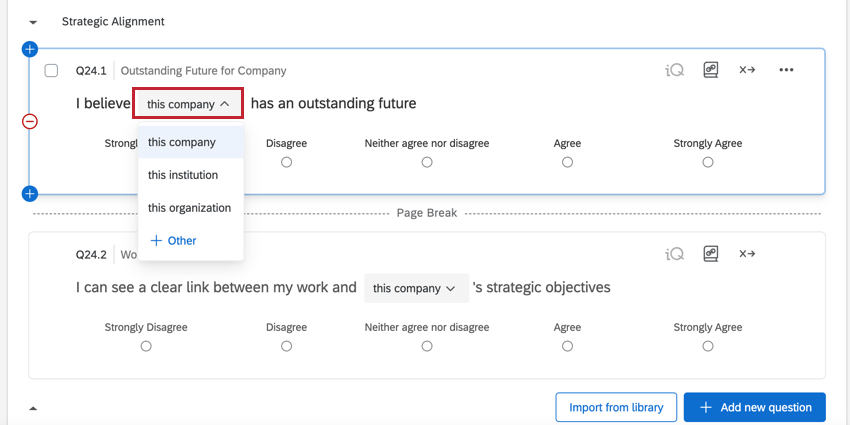 clicking the dropdown in a certified question to customize it