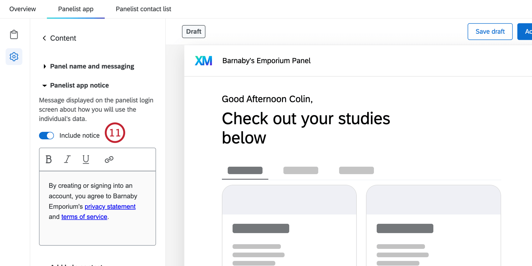 adding a data notice