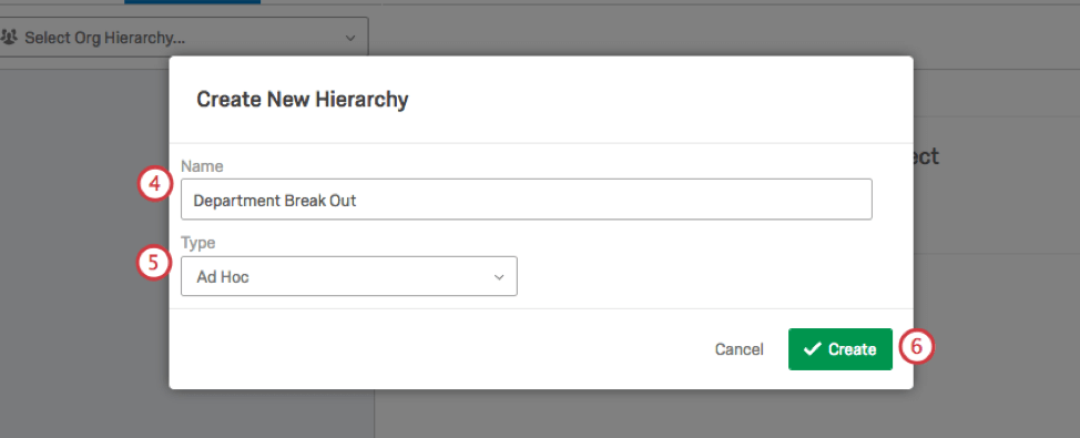Create new hierarchy window