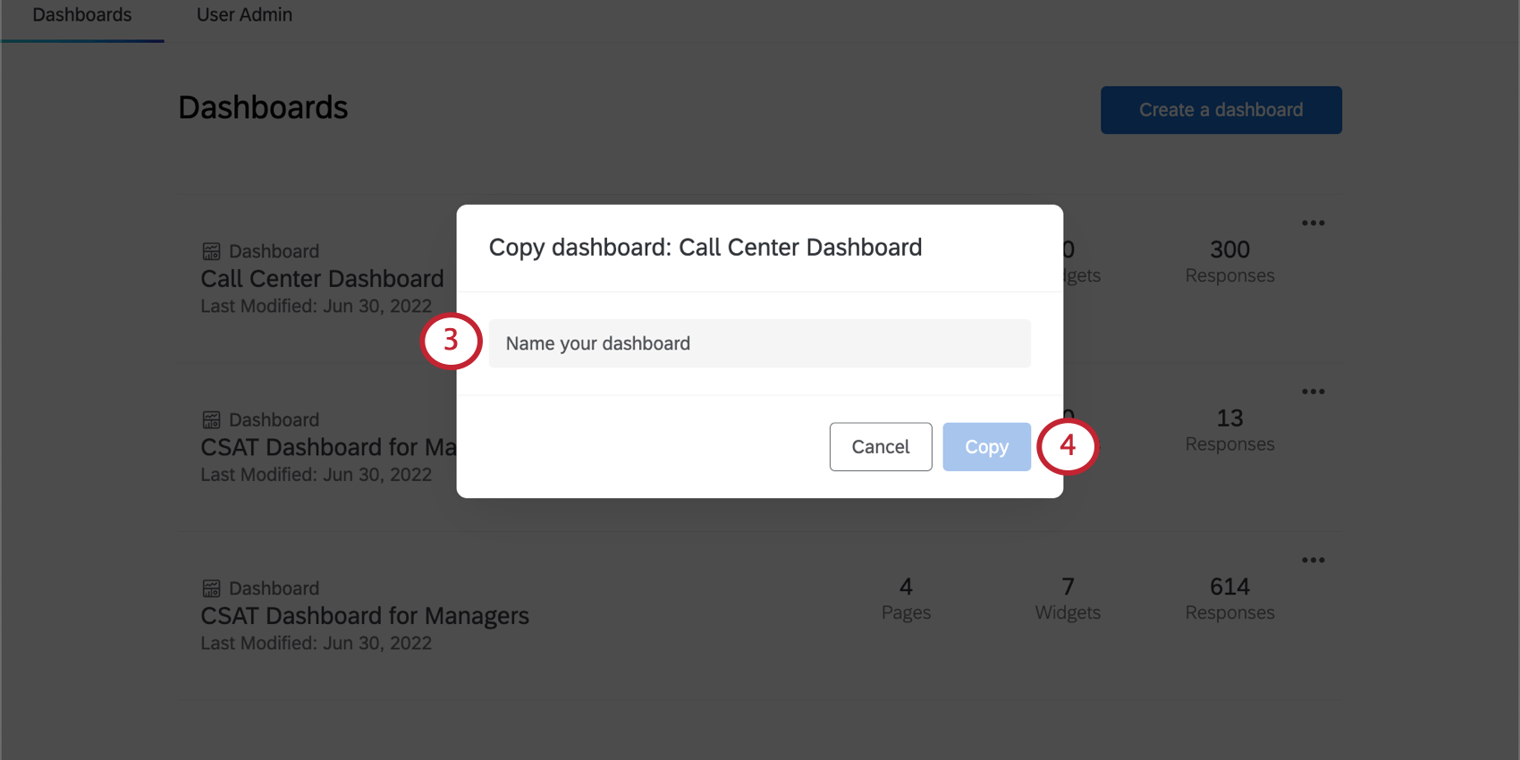 Copiar a janela dashboard que se abre sobre a página
