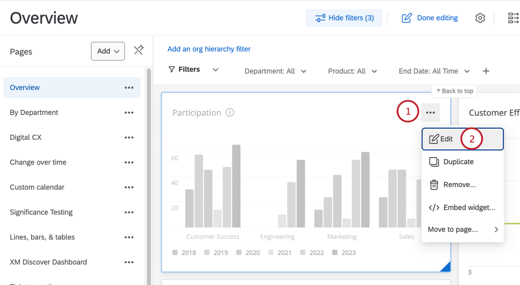Menú de 3 puntos en un widget