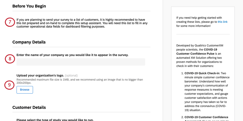 entering the company details and choosing a logo