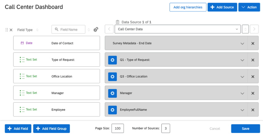 Zugeordnete Felder wie beschrieben