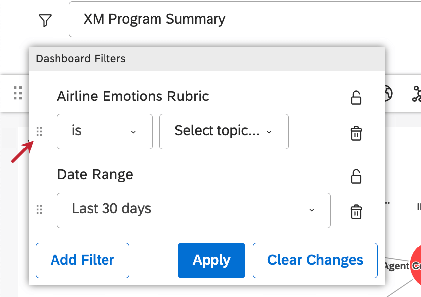 seis pontos avançar de cada condição que você pode arrastar e soltar